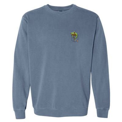 Fun Frog In A Pocket Goblincore Design Frog Lovers Garment-Dyed Sweatshirt