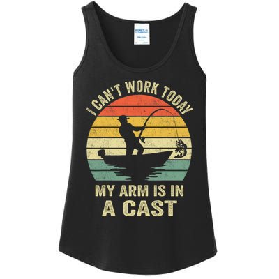 Funny Fisherman I CanT Work Today My Arm Is In A Cast Ladies Essential Tank