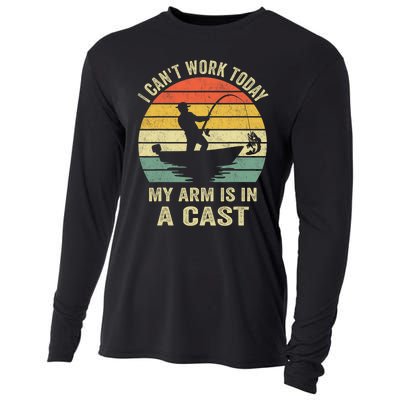 Funny Fisherman I CanT Work Today My Arm Is In A Cast Cooling Performance Long Sleeve Crew