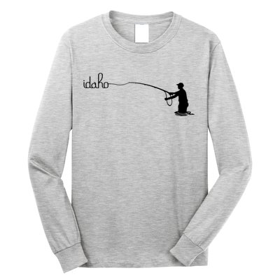 Fly Fish Idaho With White Text Trout Fishing Long Sleeve Shirt