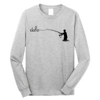 Fly Fish Idaho With White Text Trout Fishing Long Sleeve Shirt
