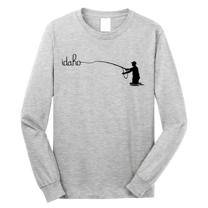 Fly Fish Idaho With White Text Trout Fishing Long Sleeve Shirt