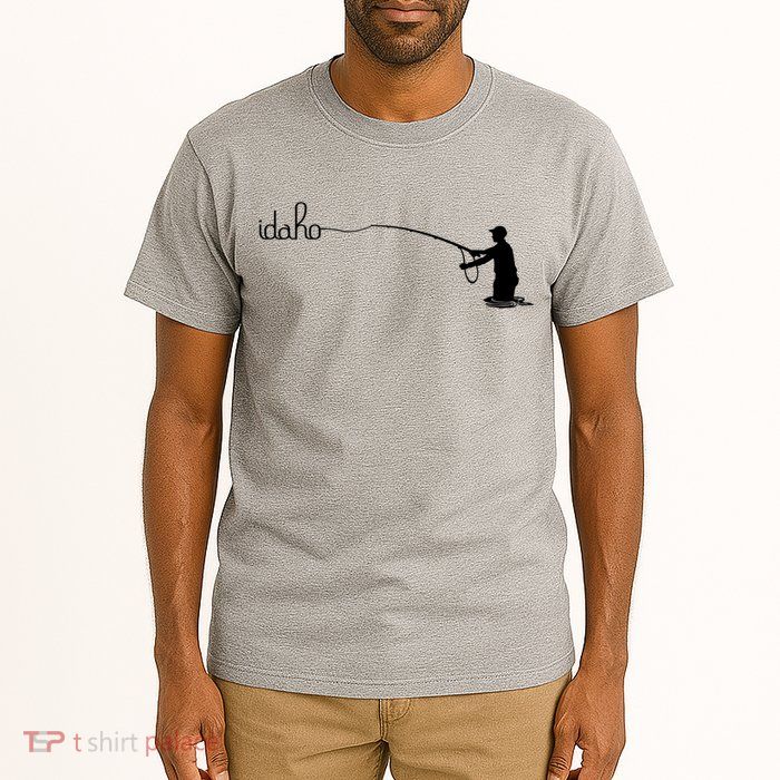 Fly Fish Idaho With White Text Trout Fishing Tall T-Shirt