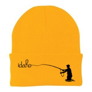 Fly Fish Idaho With White Text Trout Fishing Knit Cap Winter Beanie