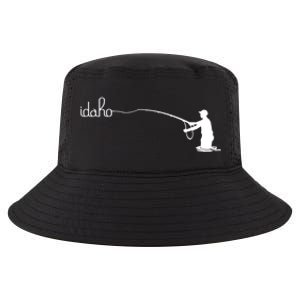 Fly Fish Idaho With White Text Trout Fishing Cool Comfort Performance Bucket Hat