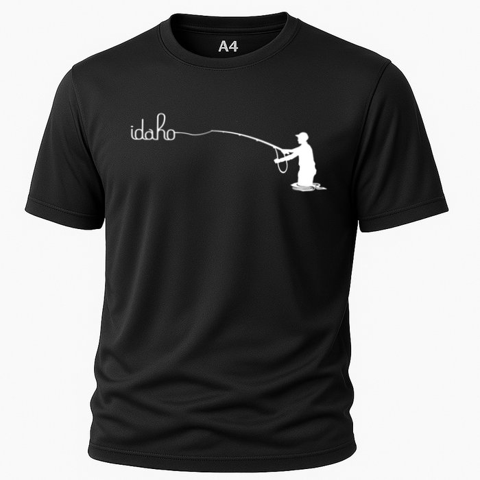 Fly Fish Idaho With White Text Trout Fishing Cooling Performance Crew T-Shirt