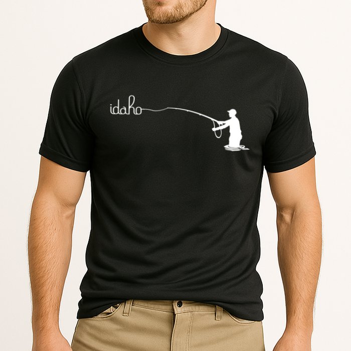 Fly Fish Idaho With White Text Trout Fishing Cooling Performance Crew T-Shirt