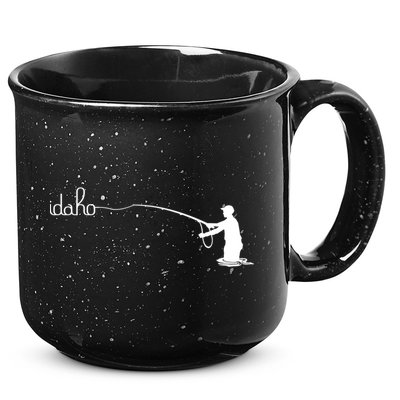 Fly Fish Idaho With White Text Trout Fishing 15oz Campfire Ceramic Mug