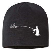 Fly Fish Idaho With White Text Trout Fishing Sustainable Beanie