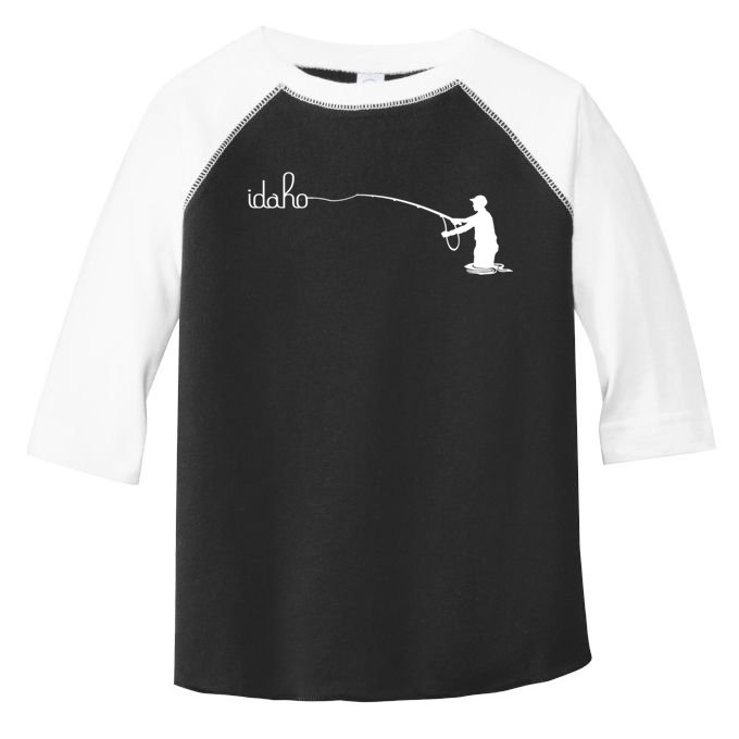 Fly Fish Idaho With White Text Trout Fishing Toddler Fine Jersey T-Shirt