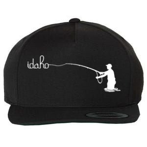 Fly Fish Idaho With White Text Trout Fishing Wool Snapback Cap