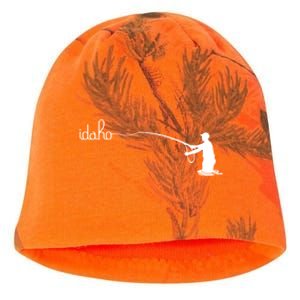 Fly Fish Idaho With White Text Trout Fishing Kati - Camo Knit Beanie