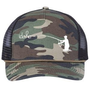 Fly Fish Idaho With White Text Trout Fishing Retro Rope Trucker Hat Cap