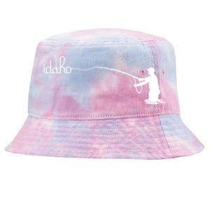 Fly Fish Idaho With White Text Trout Fishing Tie-Dyed Bucket Hat