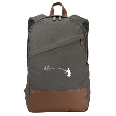 Fly Fish Idaho With White Text Trout Fishing Cotton Canvas Backpack