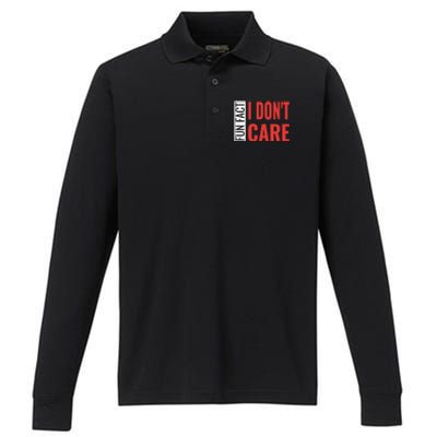 Fun Fact I DonT Care Funny Gift Performance Long Sleeve Polo