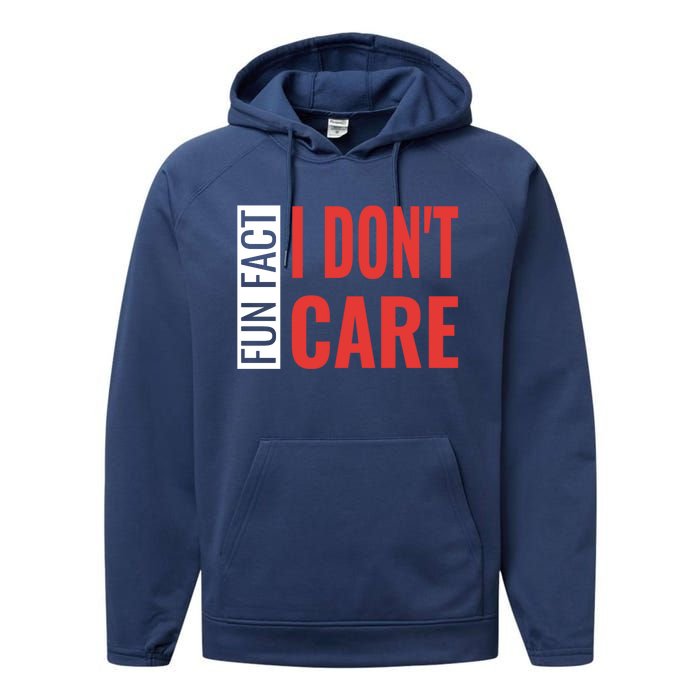 Fun Fact I DonT Care Funny Gift Performance Fleece Hoodie