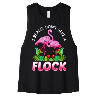 Funny Flamingo I Really DonT Give A Flock Women's Racerback Cropped Tank