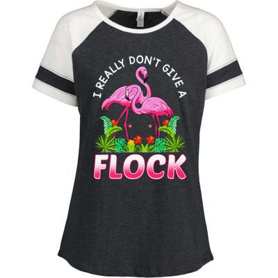 Funny Flamingo I Really DonT Give A Flock Enza Ladies Jersey Colorblock Tee