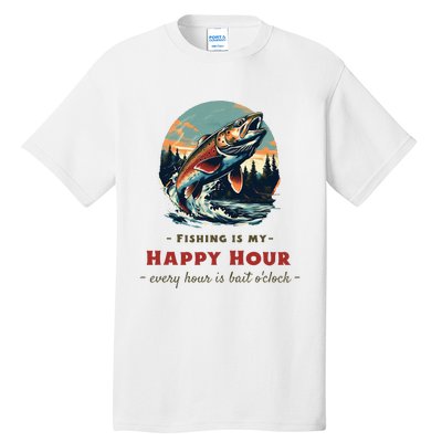 Funny Fishing Is My Happy Hour Tall T-Shirt