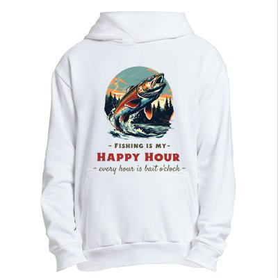 Funny Fishing Is My Happy Hour Urban Pullover Hoodie