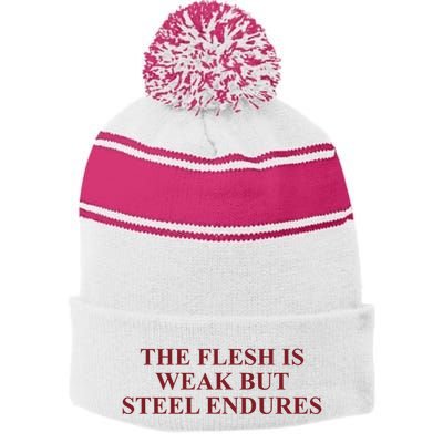 Fantasyinitiative Fantasy Initiative By Fire And Steel The Flesh Is Weak But Ste Stripe Pom Pom Beanie
