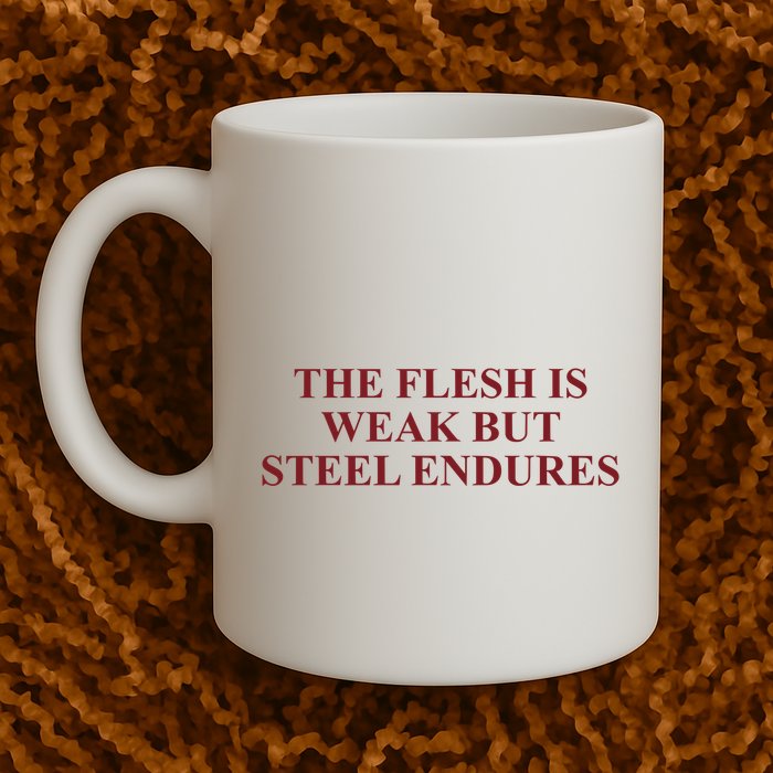 Fantasyinitiative Fantasy Initiative By Fire And Steel The Flesh Is Weak But Ste Mug