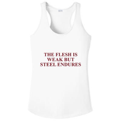 Fantasyinitiative Fantasy Initiative By Fire And Steel The Flesh Is Weak But Ste Ladies PosiCharge Competitor Racerback Tank