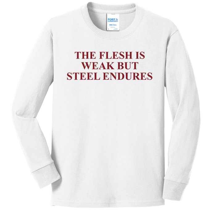 Fantasyinitiative Fantasy Initiative By Fire And Steel The Flesh Is Weak But Ste Kids Long Sleeve Shirt