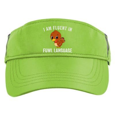 Funny Fluent In Fowl Language Turkey Lover Thanksgiving Adult Drive Performance Visor