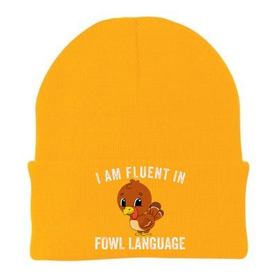 Funny Fluent In Fowl Language Turkey Lover Thanksgiving Knit Cap Winter Beanie