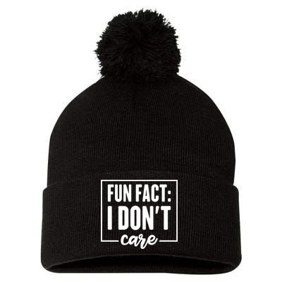 Fun Fact I Don't Care Pom Pom 12in Knit Beanie