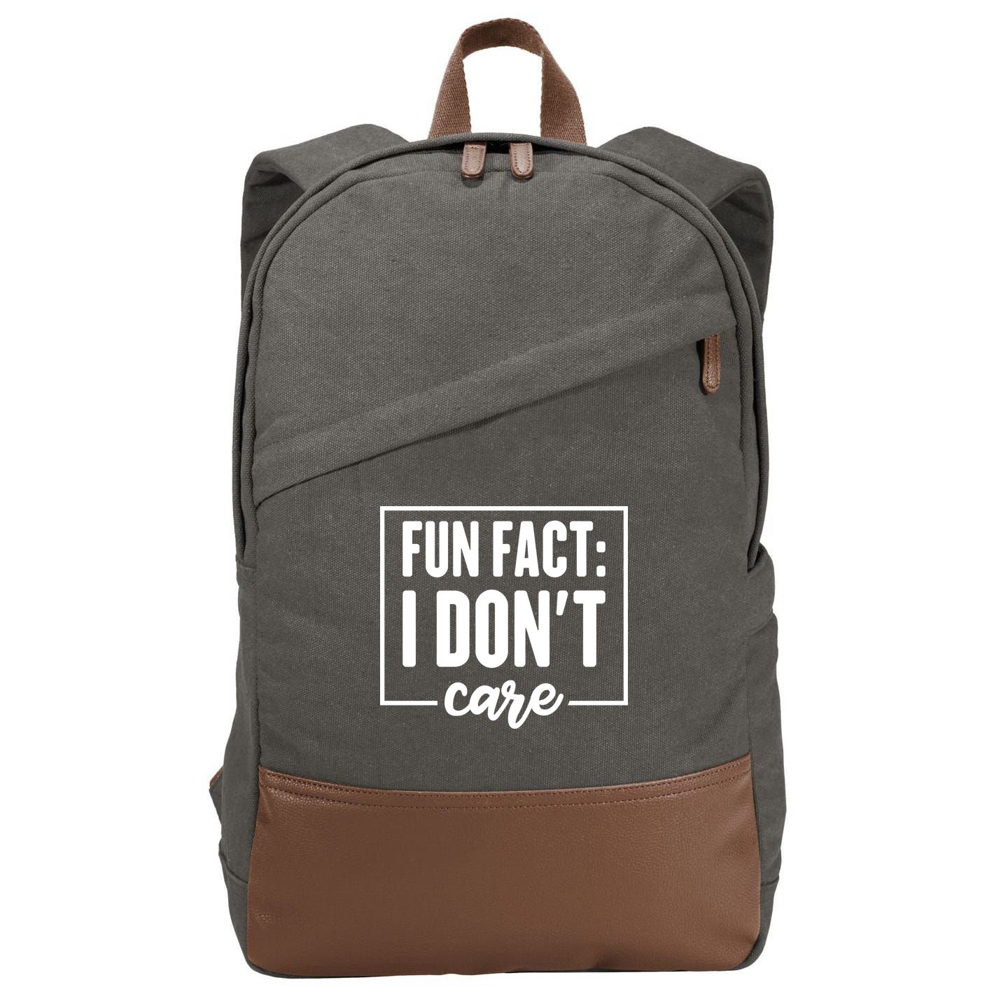 Fun Fact I Don't Care Cotton Canvas Backpack