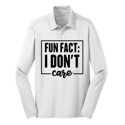 Fun Fact I Don't Care Silk Touch Performance Long Sleeve Polo