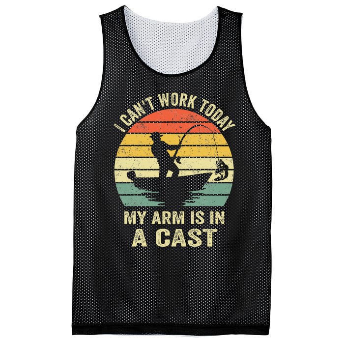 Funny Fisherman I Can't Work Today My Arm Is in a Cast Mesh Reversible Basketball Jersey Tank