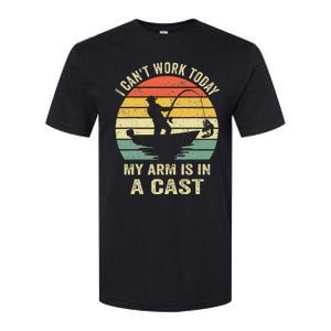 Funny Fisherman I Can't Work Today My Arm Is in a Cast Softstyle CVC T-Shirt