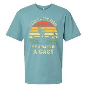 Funny Fisherman I Can't Work Today My Arm Is in a Cast Sueded Cloud Jersey T-Shirt