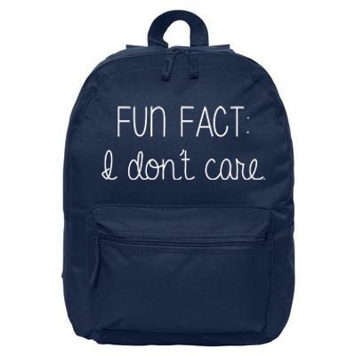 Fun Fact I Don't Care Funny 16 in Basic Backpack