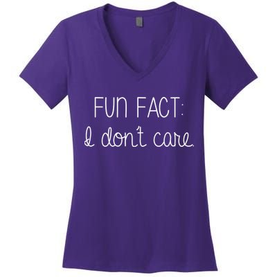 Fun Fact I Don't Care Funny Women's V-Neck T-Shirt
