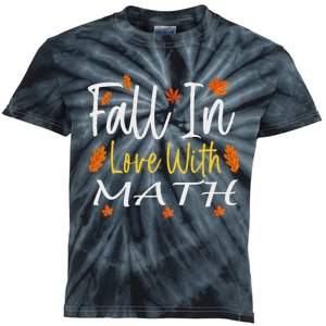 Funny Fall In Love With Math Thanksgiving Math Teacher Fall Kids Tie-Dye T-Shirt