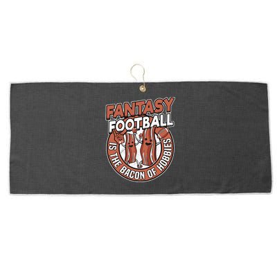 Fantasy Football Is The Bacon Of Hobbies Funny Draft Party Large Microfiber Waffle Golf Towel