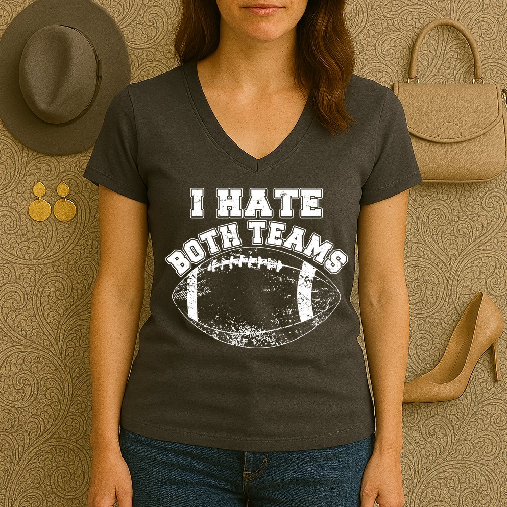 Funny Football I Hate Both Teams Women's V-Neck T-Shirt