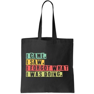 Funny Forgetfulness I Came I Saw I Forgot Memory Loss Tote Bag