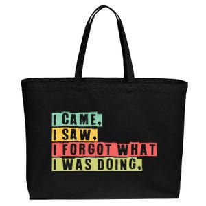 Funny Forgetfulness I Came I Saw I Forgot Memory Loss Cotton Canvas Jumbo Tote