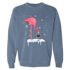 Funny Flamingo Ing Wine On Christmas Xmas Pajama Adults Gift Garment-Dyed Sweatshirt