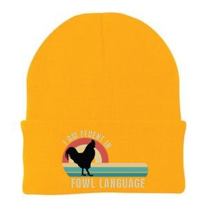 Funny Farmer, I Am Fluent In Fowl Language, Funny Chicken Knit Cap Winter Beanie