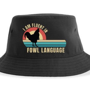 Funny Farmer, I Am Fluent In Fowl Language, Funny Chicken Sustainable Bucket Hat