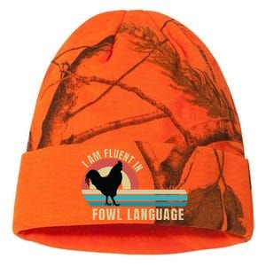 Funny Farmer, I Am Fluent In Fowl Language, Funny Chicken Kati Licensed 12" Camo Beanie