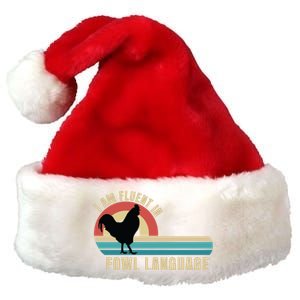 Funny Farmer, I Am Fluent In Fowl Language, Funny Chicken Premium Christmas Santa Hat