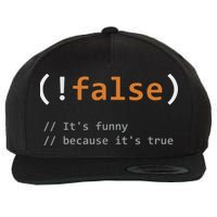 Funny False Its Funny Because Its True Programmer Joke Wool Snapback Cap